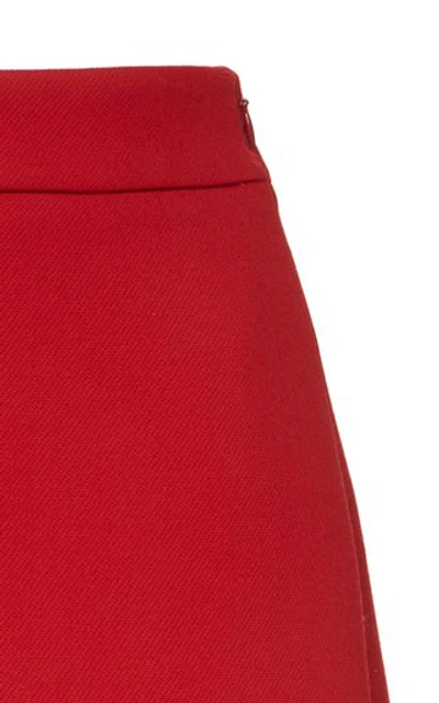 Shop Prada Gabardine Midi Skirt In Red