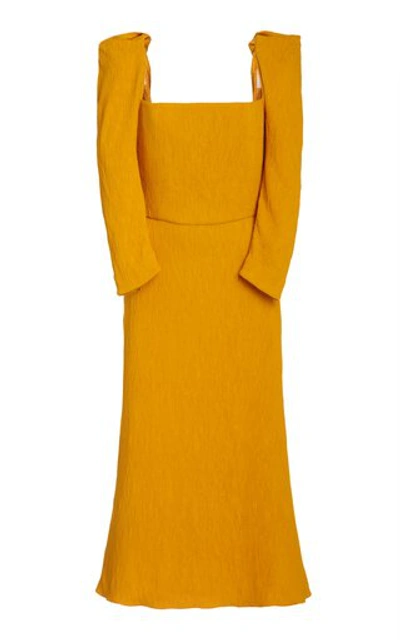 Shop Johanna Ortiz Lotus And Beetle Crepe Dress In Yellow