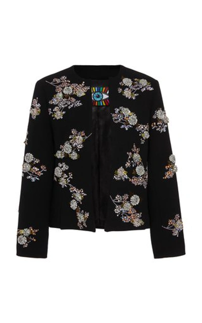 Shop Libertine Twilight Garden Collarless Jacket In Black