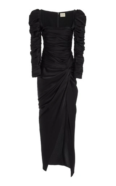 Shop Khaite Women's Shawna Ruched Satin Midi Dress In White,black