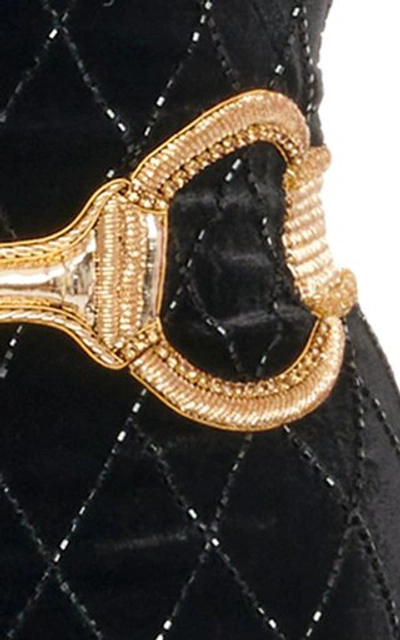 Shop Balmain Bead-embellished Velvet Mini Dress In Black