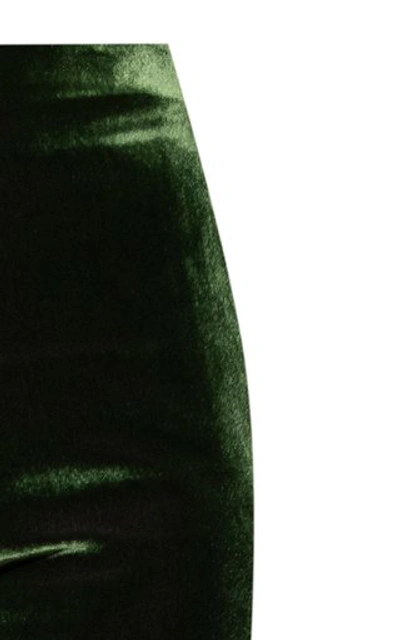 Shop Andres Otalora Caza Flared Velvet Pants In Green