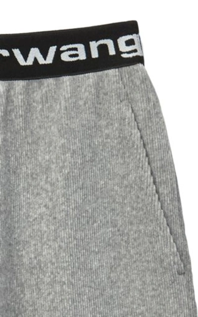 Shop Alexander Wang Elastic-logo Stretch-jersey Pants In Grey