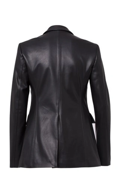 Shop Dorothee Schumacher Sleek Tailoring Vegan Leather Blazer In Black