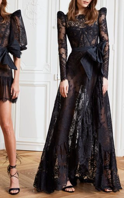 Shop Zuhair Murad Vreeland Lace Maxi Dress In Black