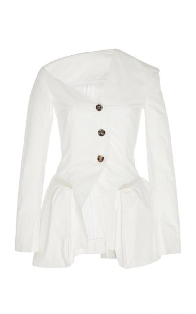 Shop A.w.a.k.e. Cold-shoulder Cotton-poplin Jacket In White