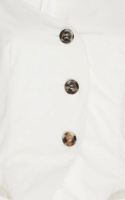 Shop A.w.a.k.e. Cold-shoulder Cotton-poplin Jacket In White