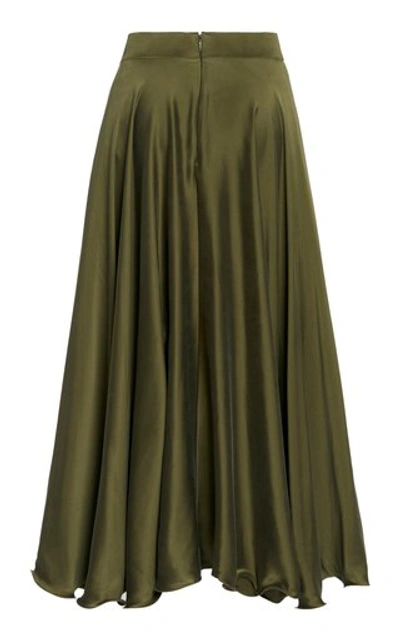 Shop Piece Of White Penelope Stone Washed Silk-blend Skirt In Green