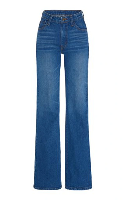 Shop Brandon Maxwell Rigid High-rise Straight-leg Jeans In Dark Wash