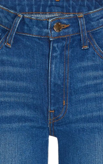 Shop Brandon Maxwell Rigid High-rise Straight-leg Jeans In Dark Wash
