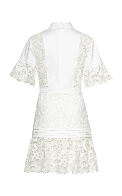 Shop Alexis Liberty Guipure-lace-paneled Mini Dress In White