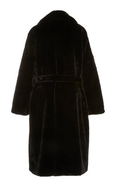 Shop Apparis Mona Belted Faux Fur Coat In Black