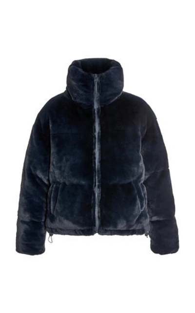 Shop Apparis Billie Faux Fur Puffer Coat In Blue