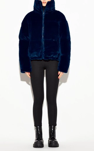 Shop Apparis Billie Faux Fur Puffer Coat In Blue