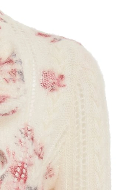 Shop Philosophy Di Lorenzo Serafini Ruffled Floral Pointelle-knit Mohair-blend Sweater