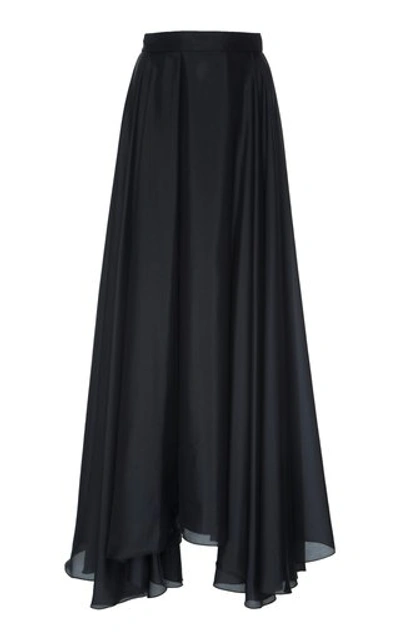 Shop Prada Habotai Pleated Silk Full Skirt In Black
