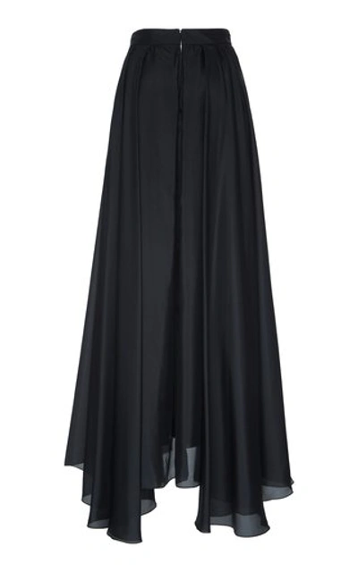 Shop Prada Habotai Pleated Silk Full Skirt In Black