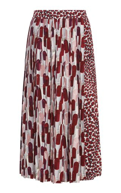 Shop Prada Pleated Printed Midi Skirt