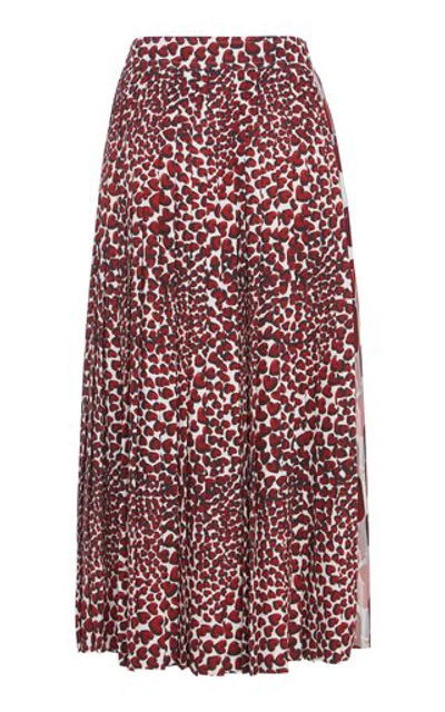 Shop Prada Pleated Printed Midi Skirt
