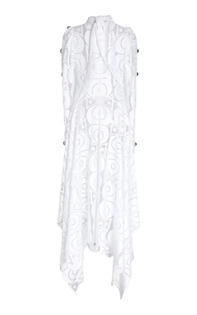 Shop Christopher Kane Molecule Embroidered-satin Maxi Dress  In White