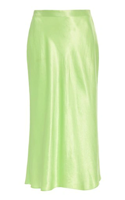 Shop Vince High-rise Satin Slip Skirt In Green
