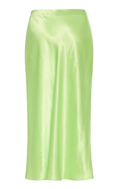 Shop Vince High-rise Satin Slip Skirt In Green