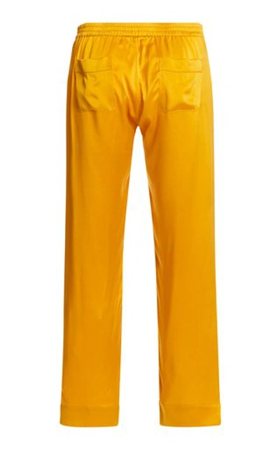 Shop Asceno The Antibes Silk Satin Cropped Straight-leg Trousers In Orange