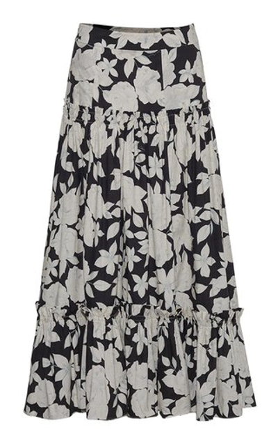 Shop Cara Cara Women's Tisbury Cotton-poplin Midi Skirt In Black,white