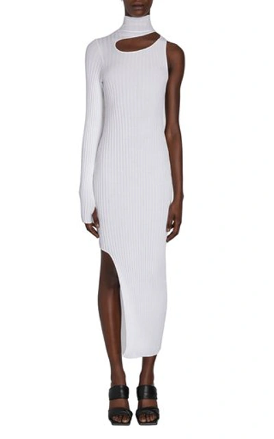 Shop Boyarovskaya Claire Asymmetric Ribbed Knit Dress In White