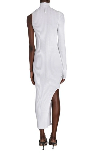 Shop Boyarovskaya Claire Asymmetric Ribbed Knit Dress In White