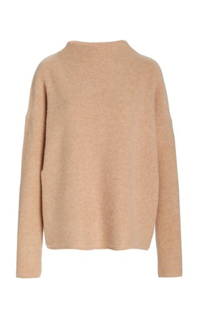 Shop Vince Boiled Funnel-neck Cashmere Sweater In Neutral