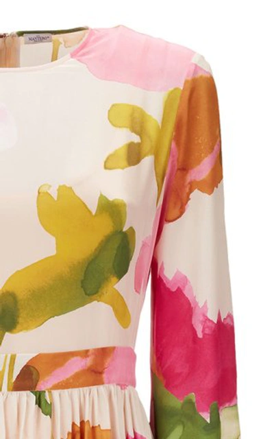 Shop La Doublej Pemberly Feather-embellished Silk Maxi Dress In Pink