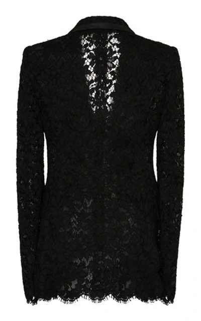 Shop Dolce & Gabbana Faille-trimmed Lace Blazer In Black