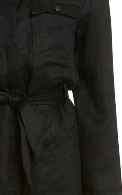 Shop Asceno The Antwerp Belted Linen Boilersuit In Black