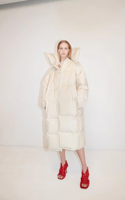 Shop Bottega Veneta Women's Oversized Cotton Puffer Coat In White