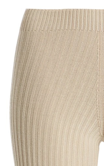 Shop Jacquemus Albi Ribbed-knit Stirrup Pants In Neutral