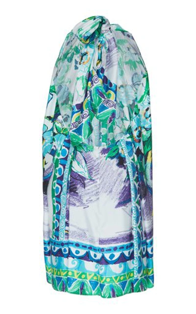 Shop Prada Floral-print Silk-satin Twill Halter Mini Dress