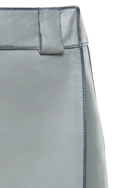 Shop Prada Leather Skirt In Grey