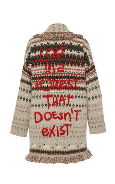Shop Alanui Lost In A Forest Fringed Embroidered Cashmere Cardigan In Multi
