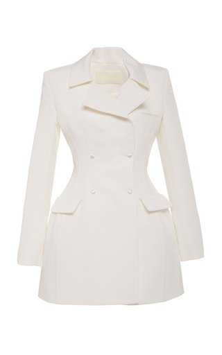 white silk blazer dress