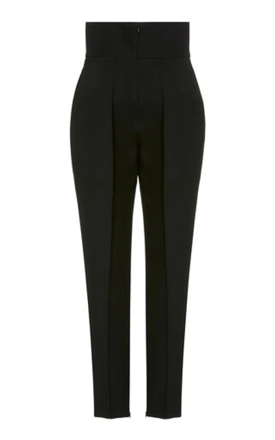 Shop Alexandre Vauthier Wool Tapered Trousers In Black