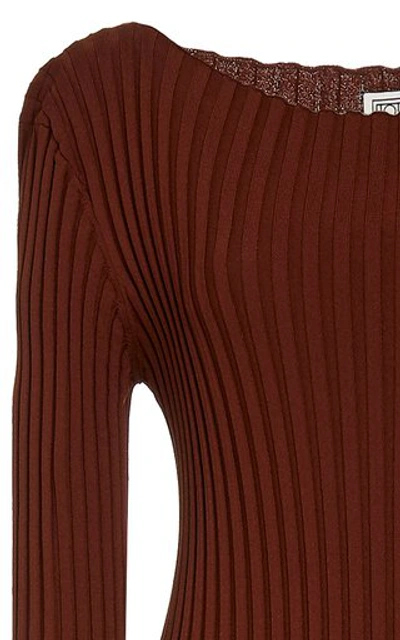 Shop Totême Orville Rib-knit Midi Dress In Brown