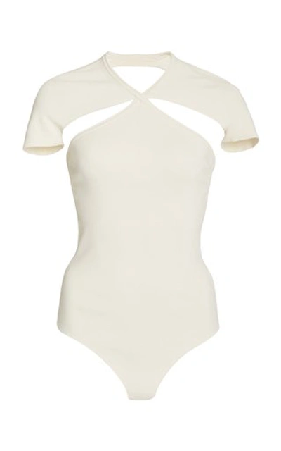 Shop Khaite Women's Vita Cutout Cashmere Bodysuit In White,black
