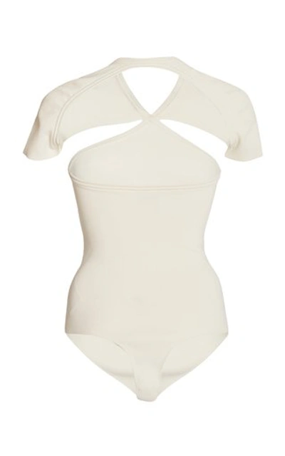 Shop Khaite Women's Vita Cutout Cashmere Bodysuit In White,black