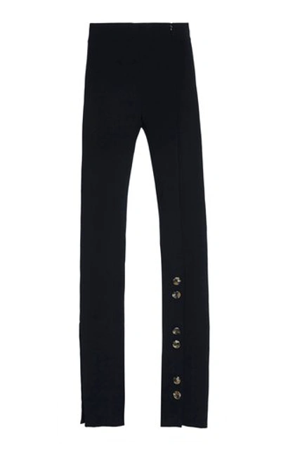 Shop A.w.a.k.e. Buttoned Slit Stretch-jersey Trousers In Black