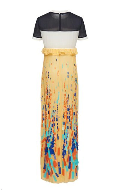Shop Prada Paneled Embroidered Chiffon Dress In Multi