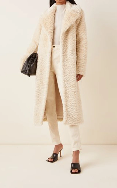 Shop Faz Not Fur Chilla Soldier Faux-fur Long Coat In White