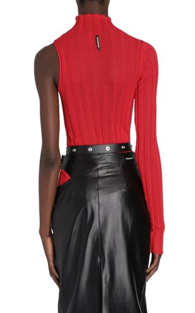 Shop Boyarovskaya Asymmetric Single-sleeve Knit Top In Red