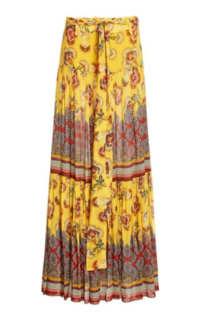 Shop Alexis Erris Floral-print Crepe Maxi Skirt In Black