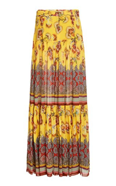 Shop Alexis Erris Floral-print Crepe Maxi Skirt In Black